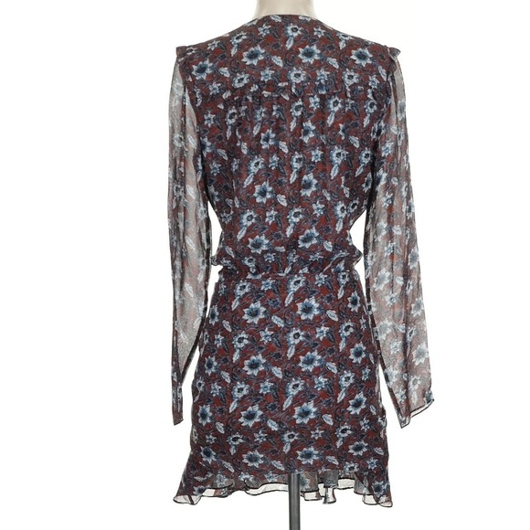 Veronica Beard Anjali Silk Floral Wrap Mini Dress Women's Size 4 Long Sleeve - Picture 6 of 8